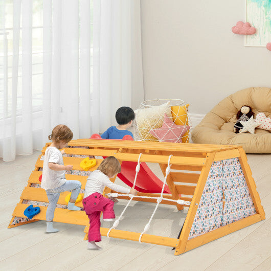 5-in-1 Jungle Gym Wooden Indoor Playground with Slide Rock Climbing Wall Rope Wall Climber LuxuryLifeWay Online Store