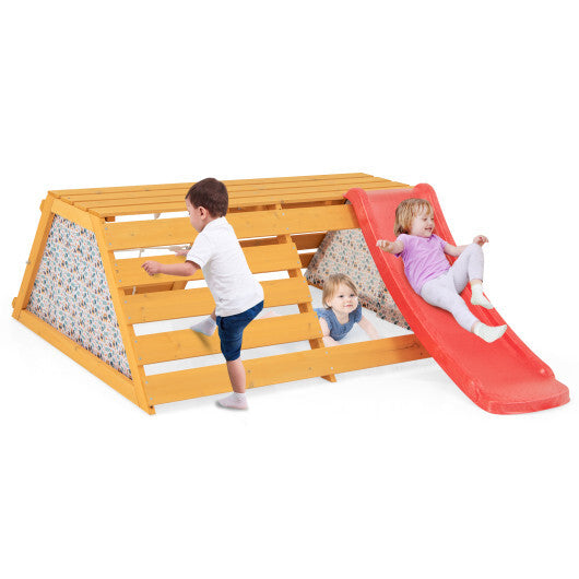 5-in-1 Jungle Gym Wooden Indoor Playground with Slide Rock Climbing Wall Rope Wall Climber LuxuryLifeWay Online Store