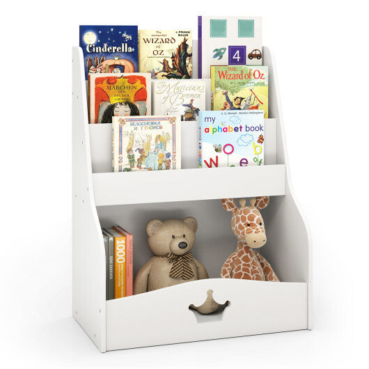 4-Tier Kids Bookshelf with Shelves and Compartment for Toddlers-White LuxuryLifeWay Online Store