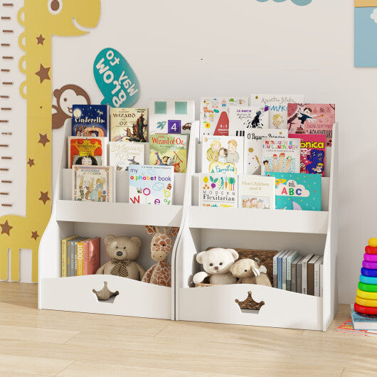 4-Tier Kids Bookshelf with Shelves and Compartment for Toddlers-White LuxuryLifeWay Online Store