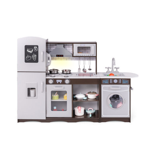 Corner Toy Kitchen Set with Light with Sounds Interactive-Dark Brown LuxuryLifeWay Online Store