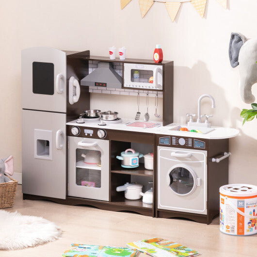 Corner Toy Kitchen Set with Light with Sounds Interactive-Dark Brown LuxuryLifeWay Online Store
