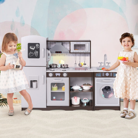 Corner Toy Kitchen Set with Light with Sounds Interactive-Dark Brown LuxuryLifeWay Online Store