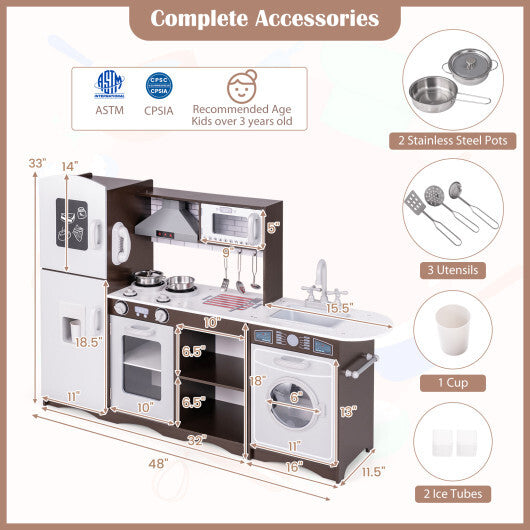 Corner Toy Kitchen Set with Light with Sounds Interactive-Dark Brown LuxuryLifeWay Online Store