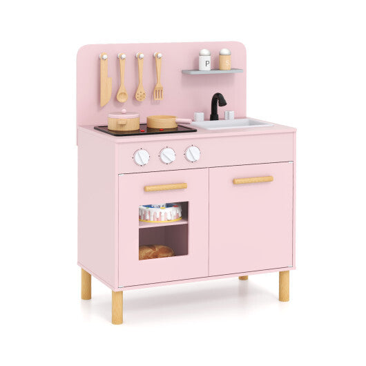 Kids Kitchen Playset with Cooking Accessories and Storage-Pink LuxuryLifeWay Online Store