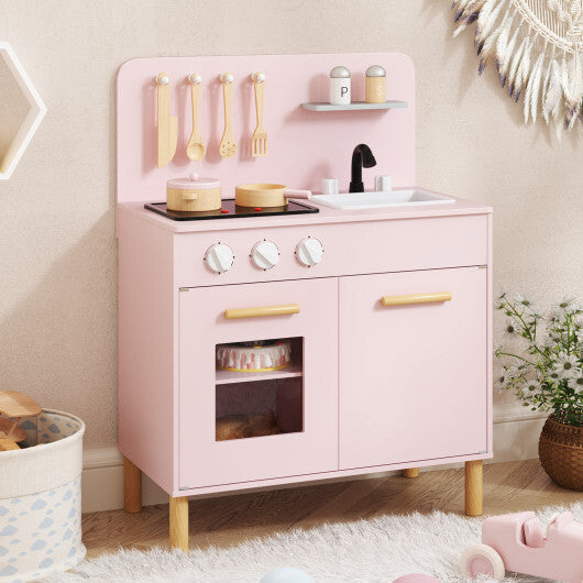 Kids Kitchen Playset with Cooking Accessories and Storage-Pink LuxuryLifeWay Online Store