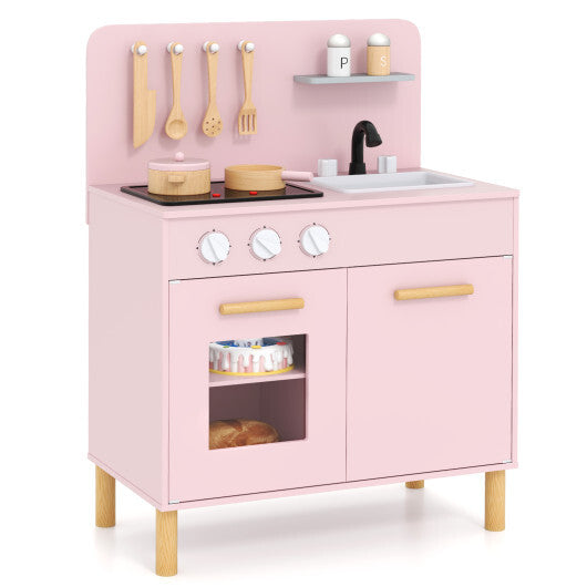 Kids Kitchen Playset with Cooking Accessories and Storage-Pink LuxuryLifeWay Online Store