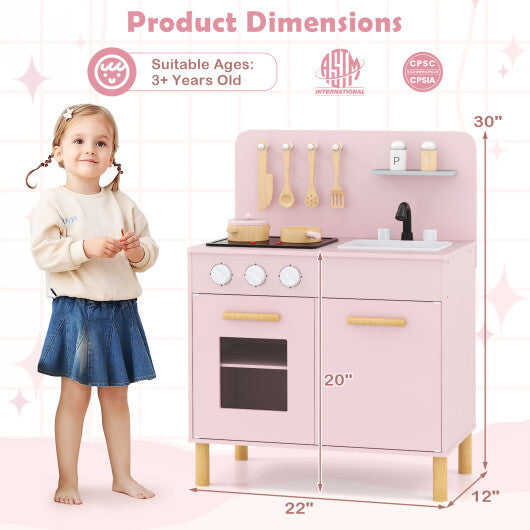 Kids Kitchen Playset with Cooking Accessories and Storage-Pink LuxuryLifeWay Online Store