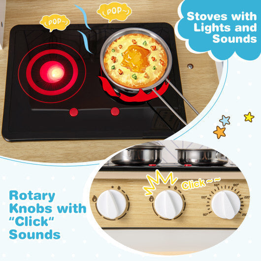 Kids Kitchen Playset with Lights Sounds Microwave Stoves Sink Oven and Cooking Accessories-White LuxuryLifeWay Online Store