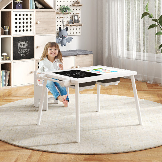 Sensory Table and Chair Set for Kids 2-8 with Foldable Bins-White LuxuryLifeWay Online Store