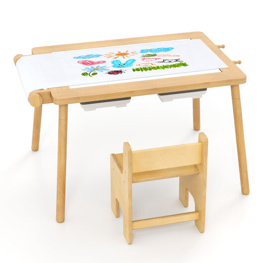 Sensory Table and Chair Set for Kids 2-8 with Foldable Bins-White LuxuryLifeWay Online Store