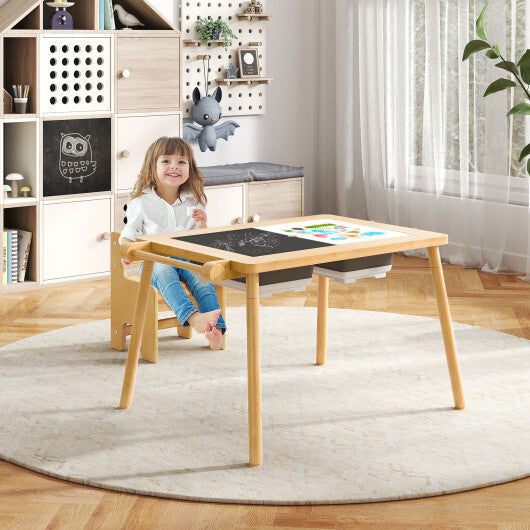Sensory Table and Chair Set for Kids 2-8 with Foldable Bins-White LuxuryLifeWay Online Store