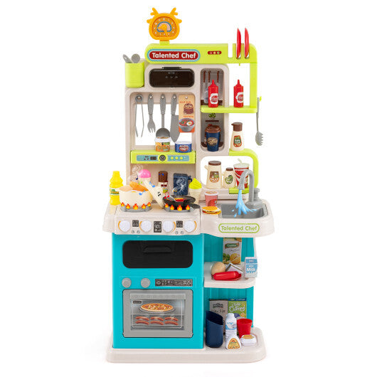 Kids Kitchen Playset Pretend Play Kitchen with Realistic Sounds and Lights-Blue LuxuryLifeWay Online Store