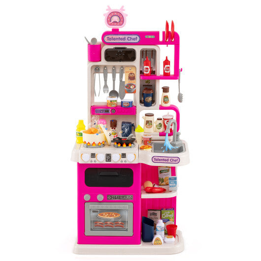 Kids Kitchen Playset Pretend Play Kitchen with Realistic Sounds and Lights-Blue LuxuryLifeWay Online Store