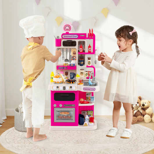 Kids Kitchen Playset Pretend Play Kitchen with Realistic Sounds and Lights-Blue LuxuryLifeWay Online Store