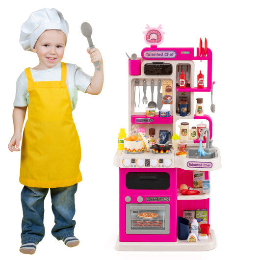 Kids Kitchen Playset Pretend Play Kitchen with Realistic Sounds and Lights-Blue LuxuryLifeWay Online Store