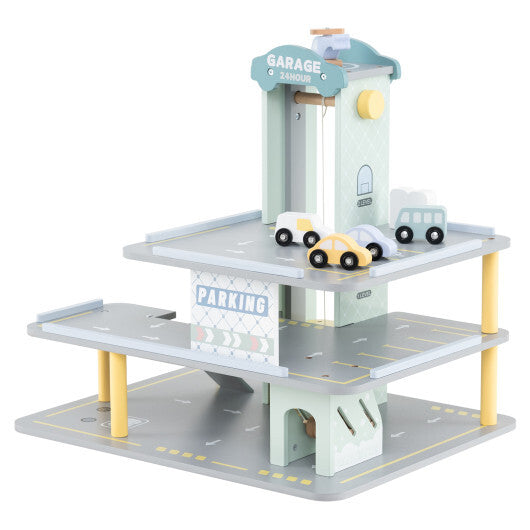 Parking Garage Playset with 4 Cars and Helicopter-Gray LuxuryLifeWay Online Store