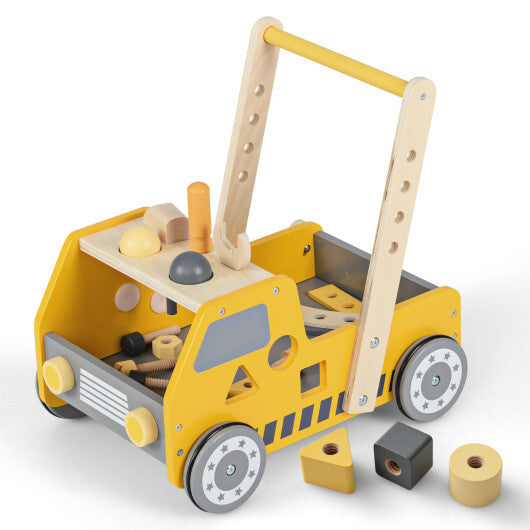 2-in-1 Wooden Baby Walker with Adjustable Speed and Bottom Storage-Yellow LuxuryLifeWay Online Store