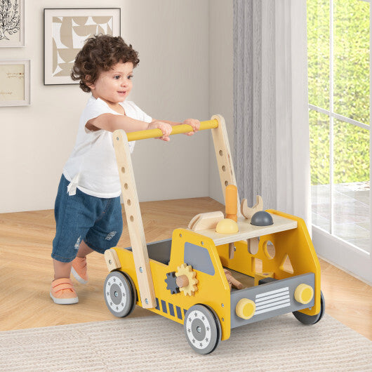 2-in-1 Wooden Baby Walker with Adjustable Speed and Bottom Storage-Yellow LuxuryLifeWay Online Store