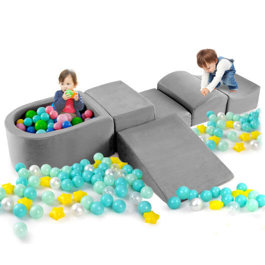 5-Piece Climb and Crawl Playset with Ball Pit for Kids-Gray LuxuryLifeWay Online Store