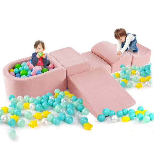 5-Piece Climb and Crawl Playset with Ball Pit for Kids-Gray LuxuryLifeWay Online Store