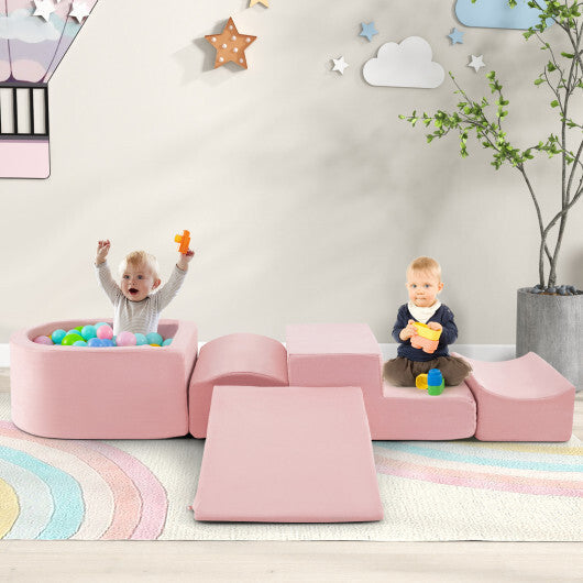 5-Piece Climb and Crawl Playset with Ball Pit for Kids-Gray LuxuryLifeWay Online Store