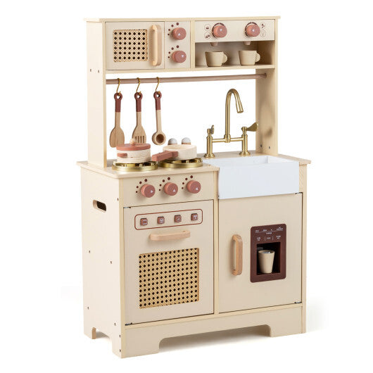 Chef Pretend Play Kitchen for Kids with Realistic Lights and Sounds-Yellow LuxuryLifeWay Online Store
