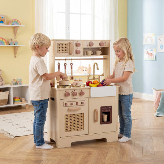 Chef Pretend Play Kitchen for Kids with Realistic Lights and Sounds-Yellow LuxuryLifeWay Online Store