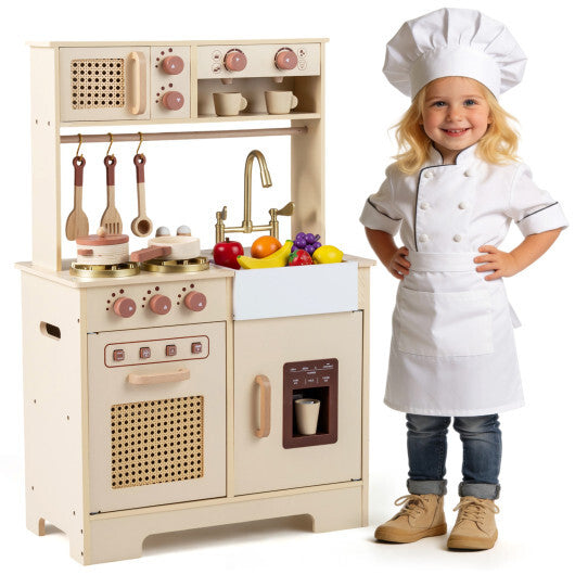 Chef Pretend Play Kitchen for Kids with Realistic Lights and Sounds-Yellow LuxuryLifeWay Online Store