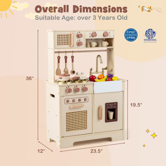 Chef Pretend Play Kitchen for Kids with Realistic Lights and Sounds-Yellow LuxuryLifeWay Online Store