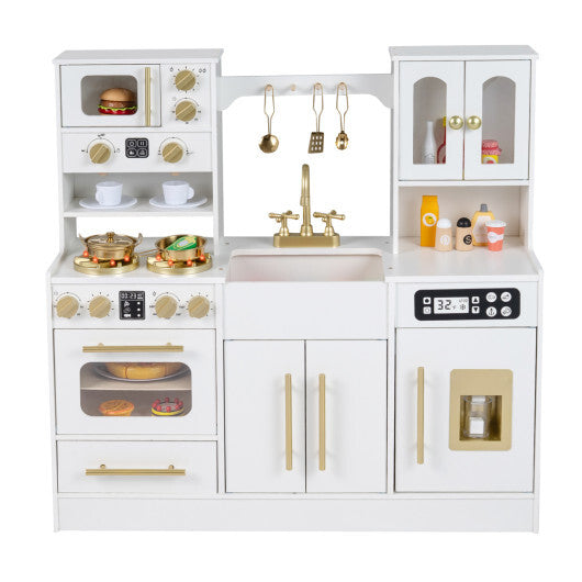 Wooden Kids Kitchen Playset with Realistic Lights and Sounds-Black LuxuryLifeWay Online Store
