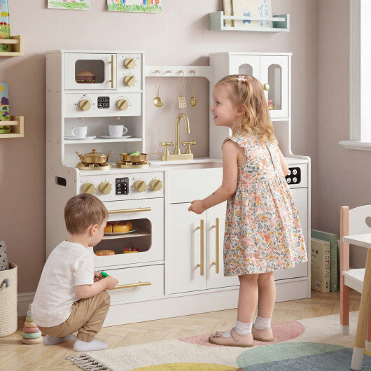 Wooden Kids Kitchen Playset with Realistic Lights and Sounds-Black LuxuryLifeWay Online Store