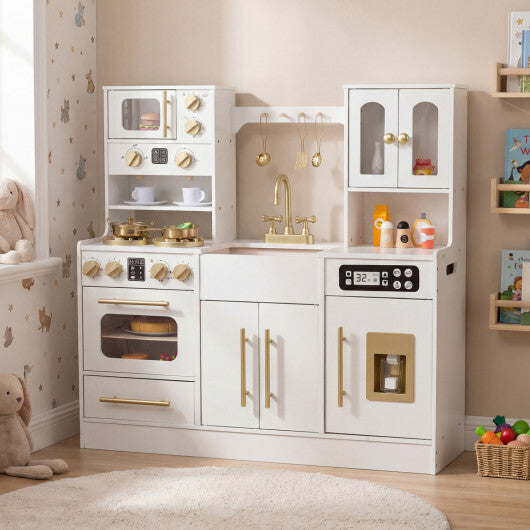 Wooden Kids Kitchen Playset with Realistic Lights and Sounds-Black LuxuryLifeWay Online Store