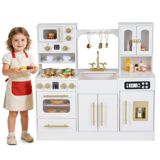 Wooden Kids Kitchen Playset with Realistic Lights and Sounds-Black LuxuryLifeWay Online Store