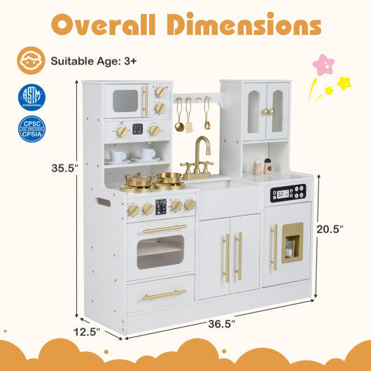 Wooden Kids Kitchen Playset with Realistic Lights and Sounds-Black LuxuryLifeWay Online Store