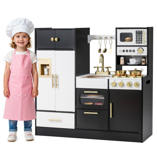 Kids Play Kitchen with Realistic Lights Sounds-Black LuxuryLifeWay Online Store