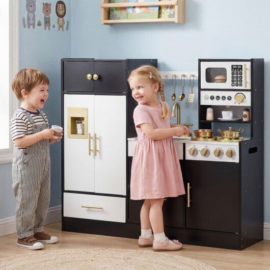 Kids Play Kitchen with Realistic Lights Sounds-Black LuxuryLifeWay Online Store