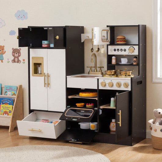 Kids Play Kitchen with Realistic Lights Sounds-Black LuxuryLifeWay Online Store