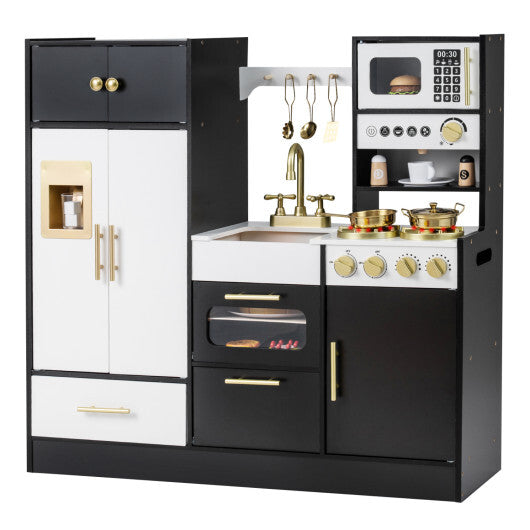Kids Play Kitchen with Realistic Lights Sounds-Black LuxuryLifeWay Online Store