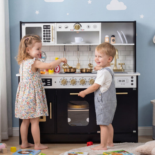 Wooden Play Kitchen for Kids with Realistic Lights and Sounds-White LuxuryLifeWay Online Store