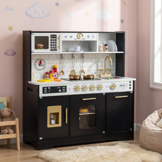 Wooden Play Kitchen for Kids with Realistic Lights and Sounds-White LuxuryLifeWay Online Store