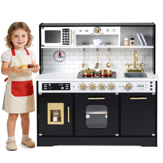 Wooden Play Kitchen for Kids with Realistic Lights and Sounds-White LuxuryLifeWay Online Store