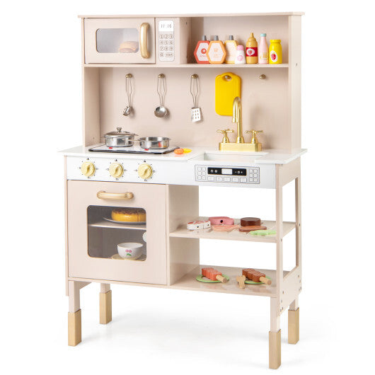 Play Kitchen Height Adjustable with Microwave and Lights and Sounds-Pink LuxuryLifeWay Online Store