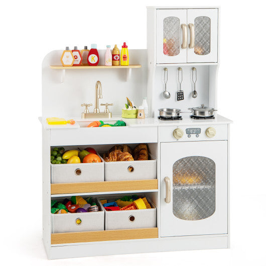 Kids Kitchen Playset with Cooking Accessories and Toy Cuttable Veggies-White LuxuryLifeWay Online Store