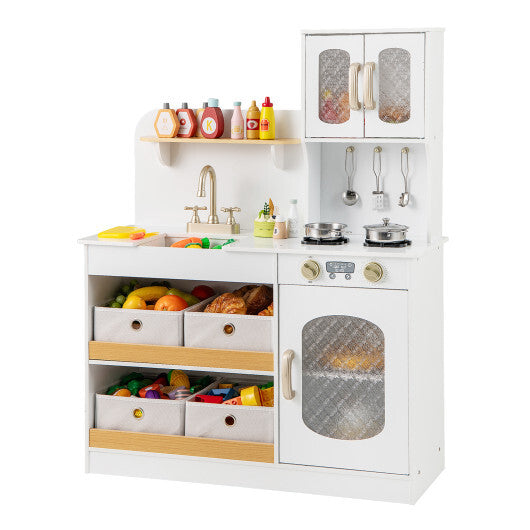 Kids Kitchen Playset with Cooking Accessories and Toy Cuttable Veggies-White LuxuryLifeWay Online Store