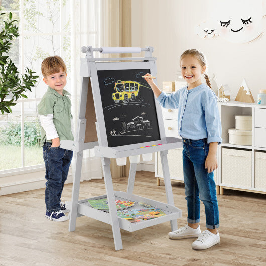 3-in-1 Double-sided Art Easel with Chalkboard and Magnetic Whiteboard-Green LuxuryLifeWay Online Store