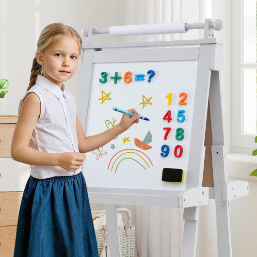 3-in-1 Double-sided Art Easel with Chalkboard and Magnetic Whiteboard-Green LuxuryLifeWay Online Store