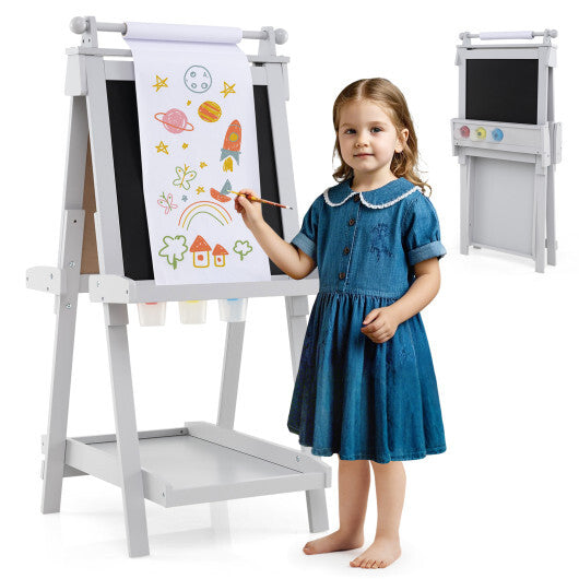 3-in-1 Double-sided Art Easel with Chalkboard and Magnetic Whiteboard-Green LuxuryLifeWay Online Store