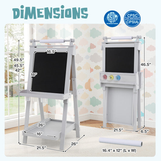 3-in-1 Double-sided Art Easel with Chalkboard and Magnetic Whiteboard-Green LuxuryLifeWay Online Store