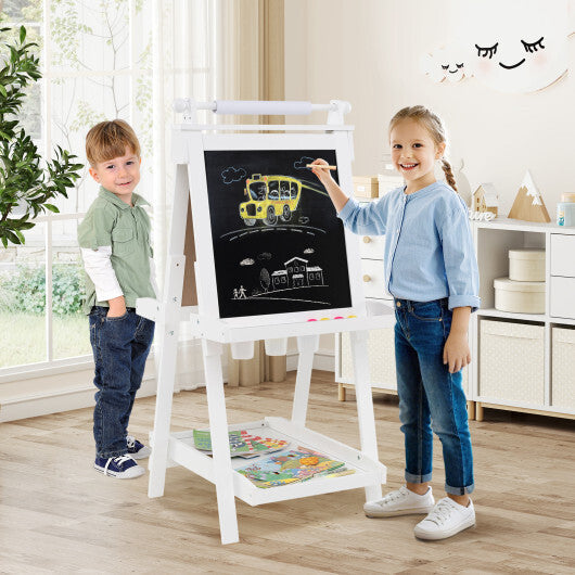 3-in-1 Double-sided Art Easel with Chalkboard and Magnetic Whiteboard-Green LuxuryLifeWay Online Store